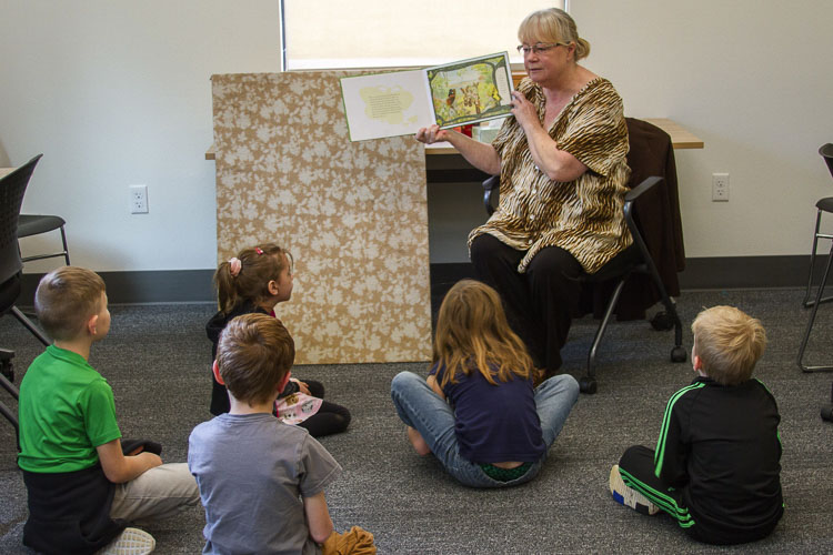 Yale kindergartners listen to a librarian read aloud. Photo courtesy Woodland School District