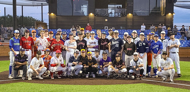 Seniors representing high school baseball teams from all over Clark County got together for an all-star doubleheader Tuesday night in Ridgefield. Photo by Paul Valencia