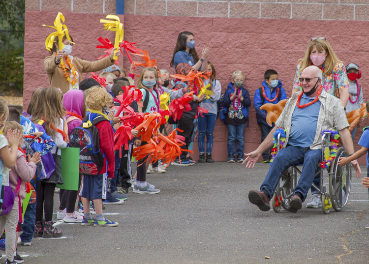 North Fork Elementary celebrated Ed Sorensen's retirement last October (2021) with a special parade. Photo courtesy Woodland School District