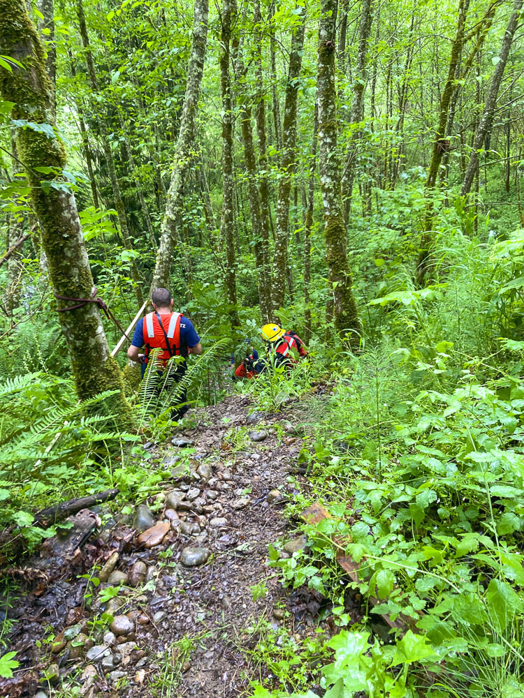 Firefighters were hampered by heavy brush and poor access. Photo courtesy Clark-Cowlitz Fire Rescue