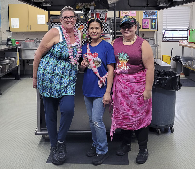 Columbia Elementary School's food services staff dressed up for each of the different themed days of Spirit Week. Photo courtesy Woodland School District