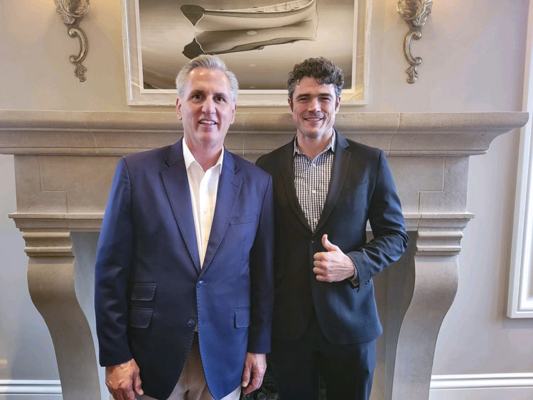 Congressional candidate Joe Kent (right) was joined by House Minority Leader Kevin McCarthy at a fundraiser in Camas Monday. Photo courtesy Joe Kent Campaign