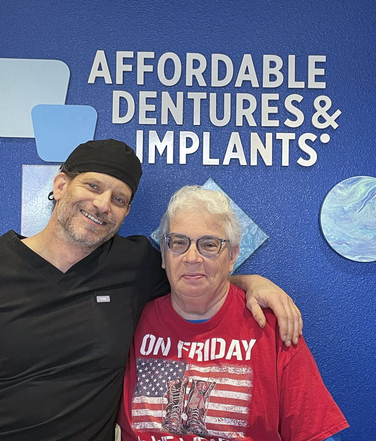 “We wanted to help Martin and honor her for her service on Veterans Day,” explained Dr. Kenneth Killpack (on left), Affordable Dentures & Implants dentist. Photo courtesy Affordable Dentures & Implants