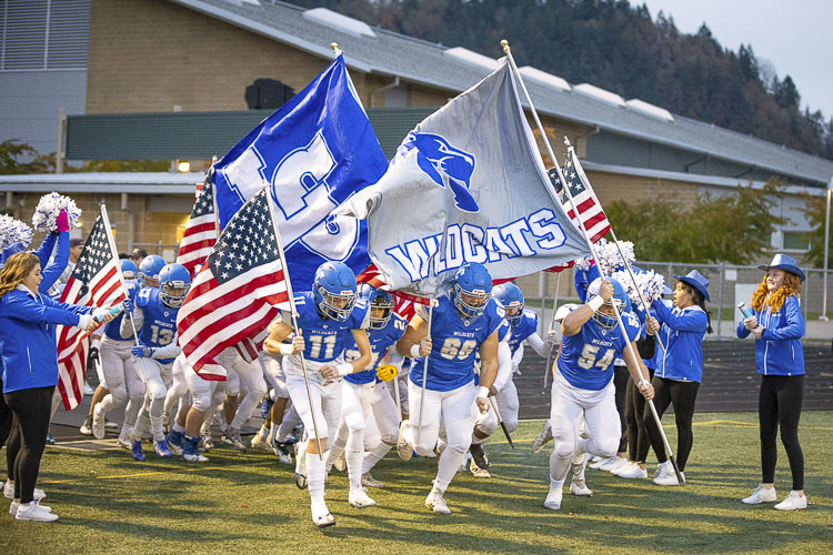 The La Center Wildcats celebrated Veterans Day on Friday. All veterans were admitted to the state playoff game for free. Photo by Mike Schultz