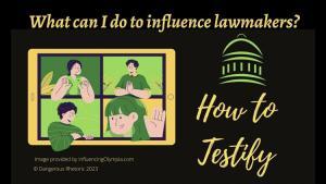 In her weekly column, Nancy Churchill discusses ways citizens can become involved in lawmaking.