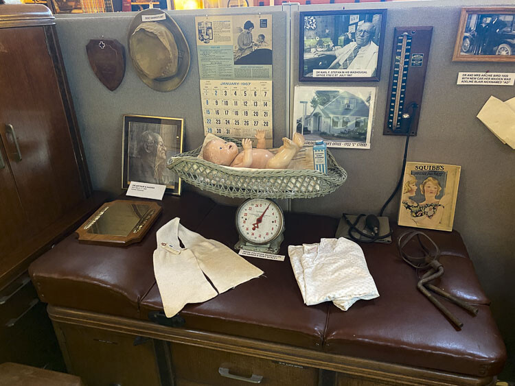 Popular displays include artifacts and information on Native American baskets and stone tools, early physicians, fishing, lumber and farming industries, a 30s style kitchen, woodworking tools, early mining, local military uniforms, teddy bears, Camas and Washougal High Schools, beautiful depression era glass bowls and vases, musical instruments and more. Photo courtesy Camas Washougal Historical Society