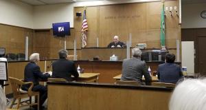 Skamania County Superior Court Judge Randall Krog listened to the arguments during the March 2 hearing. Photo courtesy Leah Anaya