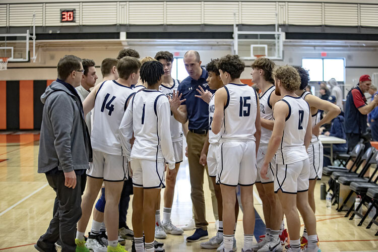Daven Harmeling, shown here this past season at the state regionals, led King’s Way Christian boys basketball to state in each of the past eight tournaments. Harmeling has resigned as head coach. Photo courtesy Heather Tianen