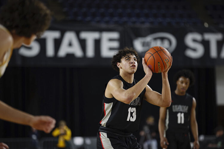 Union’s Yanni Fassilis had 13 points, 12 rebounds, six assists, six steals, and three blocked shots Wednesday. Union’s season came to an end in the Class 4A state boys basketball tournament. Photo courtesy Heather Tianen