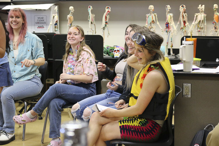 Students in the Sports Medicine class at Washougal High School use skits to practice responding to emergency medical situations under pressure. This was one stop on the AASA site tour at Washougal High School. Photo courtesy Washougal School District