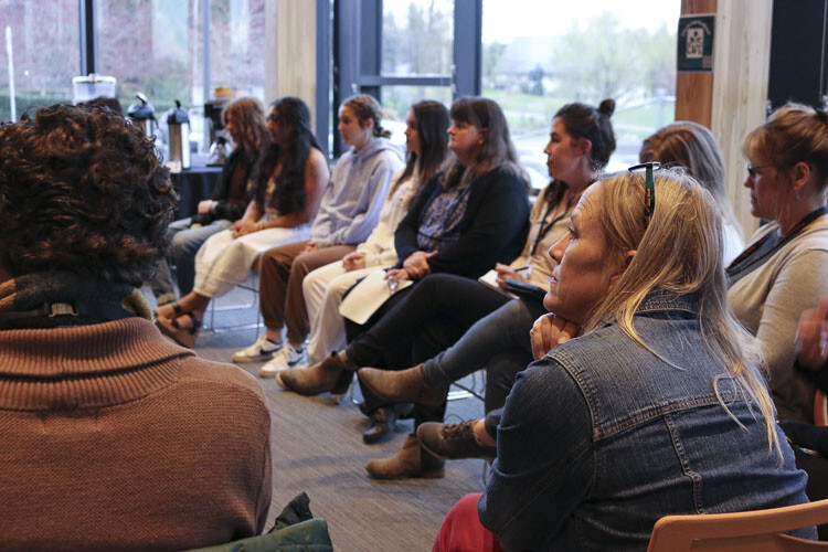 AASA IDEAL Cohort participants listen to Washougal High School students discuss the ways that student voice influences school culture, policy, and programs. Photo courtesy Washougal School District