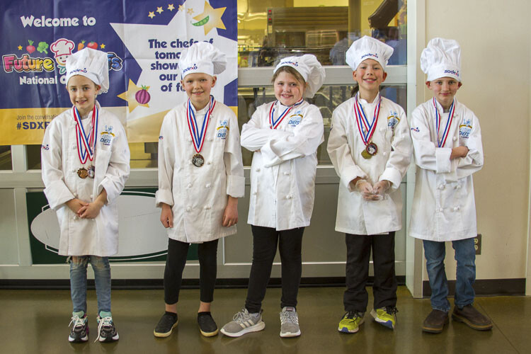 Student finalists from Woodland's elementary schools competed by preparing their favorite breakfast recipe. Photo courtesy Woodland School District