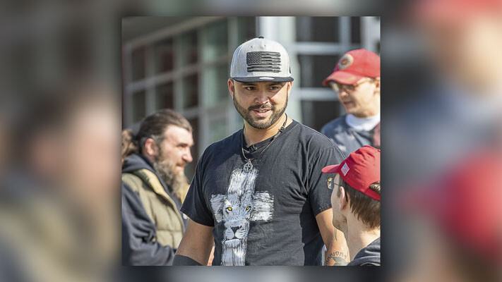 Joey Gibson is shown here at a rally in Vancouver in 2020. File photo