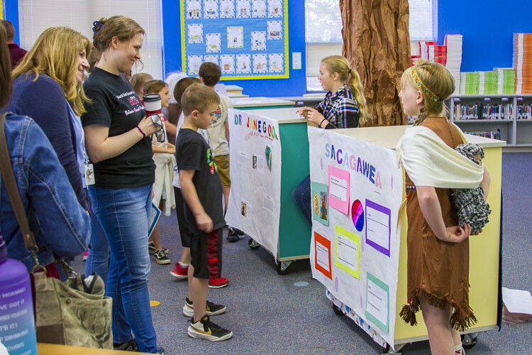 Hi-cap students selected significant historical figures (like Native American explorer Sacagawea pictured here) to present in a wax museum. Photo courtesy Woodland School District