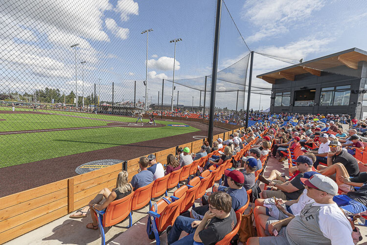 The newest Ridgefield Raptors say they are impressed with the crowds that come to their games. This is a photo from the inaugural 2019 season, and now in 2023, the Raptors continue to attract large crowds. Photo by Mike Schultz