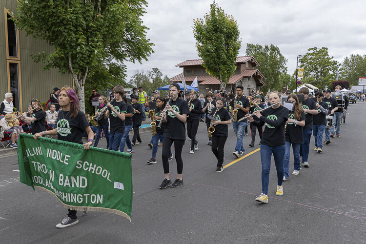 The Woodland Middle School Marching Band performed during the Planters Days Parade Saturday. Photo by Mike Schultz