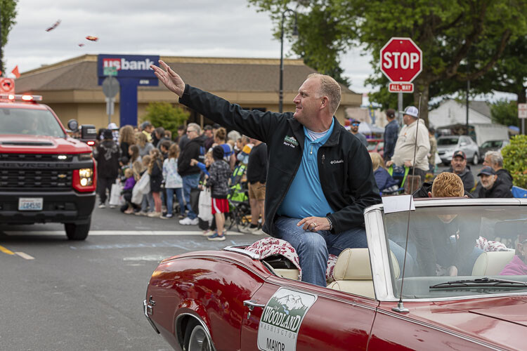 Woodland Mayor Will Finn was honored with his participation during the 2023 Planters Days Parade Saturday. Photo by Mike Schultz