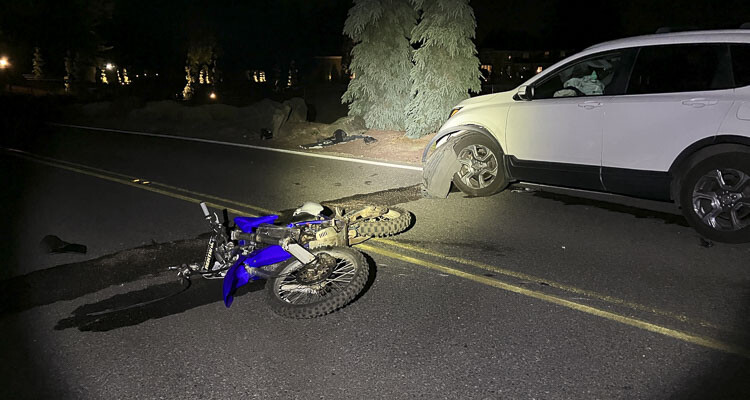 Motorcycle rider sustains serious injuries after crossing the centerline and colliding with a vehicle in Clark County.