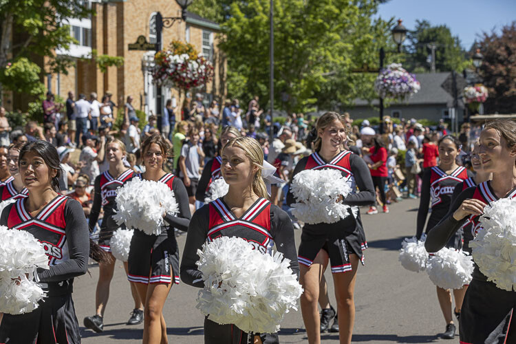 Members of the Camas High School Cheer Squad were participants in the 2023 Camas Days Grand Parade. Photo by Mike Schultz