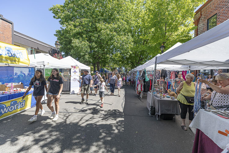 Downtown Camas was lined with vendor booths this weekend for the 2023 Camas Days. Photo by Mike Schultz