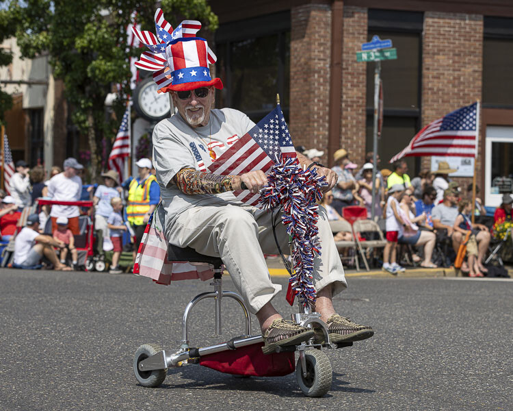 Dan Heinrichs was appropriately Patriotic on the Fourth of July. Photo by Mike Schultz