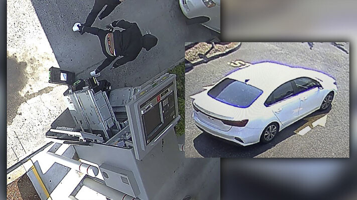 An ATM robbery occurred at a Bank of America branch in Vancouver, with a technician being attacked and money stolen by masked assailants in a white Kia sedan. The suspects remain unidentified, and authorities are seeking assistance for their identification.