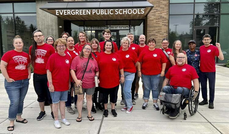 Teachers in the Evergreen School District will begin their own work stoppage Wednesday (Aug. 30), the first day students were scheduled to attend classes. The teachers in the Evergreen district join teachers in the Camas School District, who went on strike Monday. Photo courtesy Evergreen Education Association