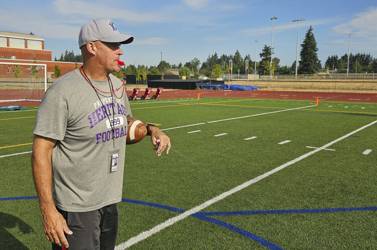 Kevin Peterson has worked as a teacher and assistant coach at Heritage for years. Now, he is taking his shot as the head coach of the Heritage football program. Photo by Paul Valencia