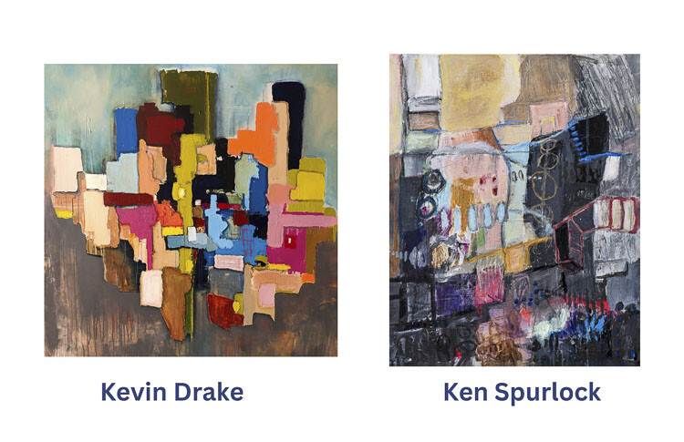 Rebecca Anstine Gallery showcases vibrant local artwork by Ken Spurlock and Kevin Drake, offering a fusion of abstract and mixed media expressions until November.