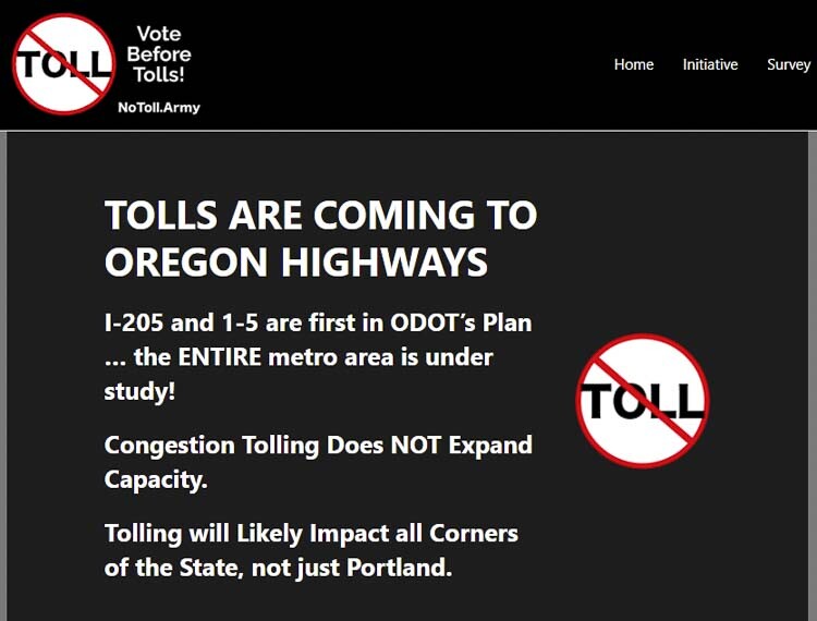 Citizens are currently collecting signatures for Oregon’s IP-4. It will guarantee a vote before tolls can be put on any state highway. Graphic courtesy Vote Before Tolls