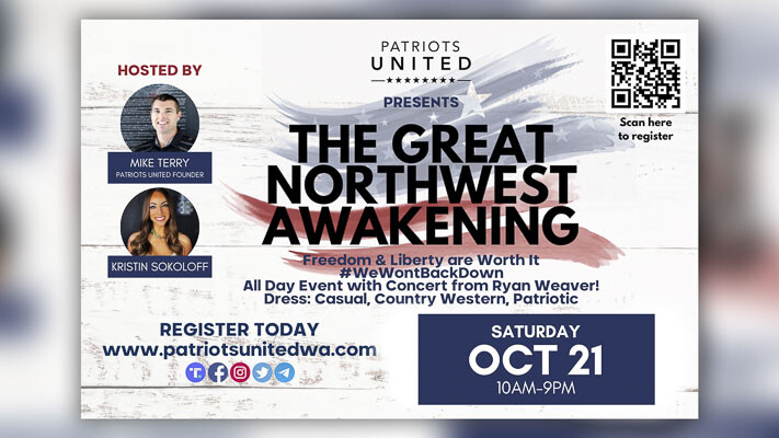 Save on tickets: Join Patriots United for The Great Northwest Awakening on Sat., Oct. 21 at Clark County Event Center featuring speakers, music, and more.