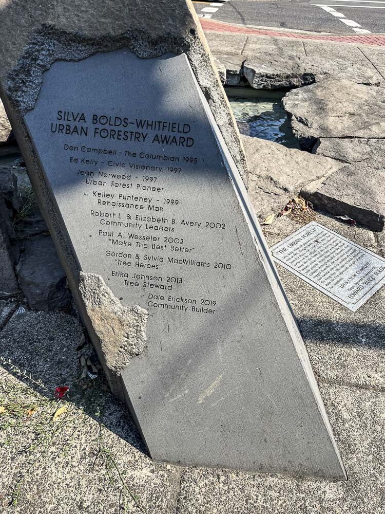 The stone engraving at Silva Bolds-Whitfield Memorial Plaza, Photo courtesy city of Vancouver