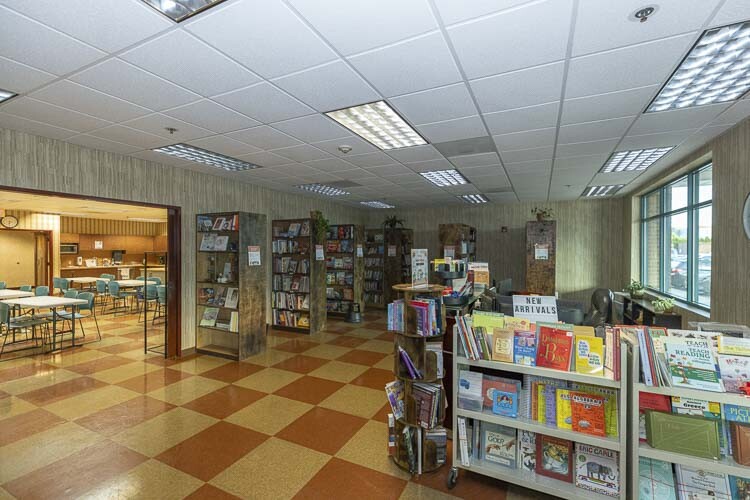 The Headwaters Bookstore is shown here. The bookstore is adjacent to a family lounge at the new Firmly Planted Homeschool Resource Center building. Photo by Mike Schultz