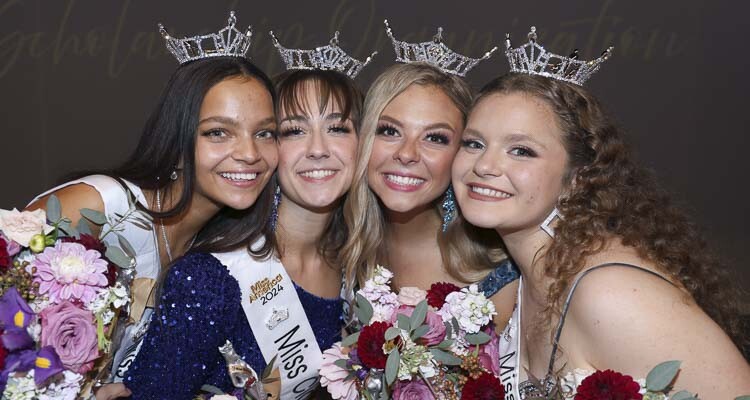 The 75th Miss Clark County competition was held Sunday. From left to right, the winners: Kerrianne Kimbrell, Miss Clark County Teen; Adriana Fachiol, Miss Clark County; Kailey Herren, Miss Greater Vancouver; and Adrionna McClellan, Miss Greater Vancouver’s Teen. Photo courtesy Sheri Backous