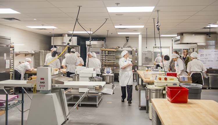Well-equipped kitchens are shown here at Clark’s McClaskey Culinary Institute. Photo courtesy Clark College