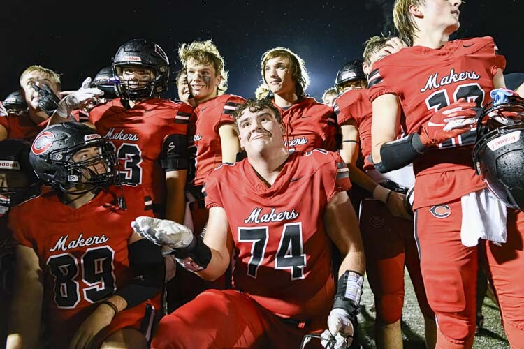 The Camas Papermakers had reason to smile after Friday’s win over the Skyview Storm in the Class 4A Greater St. Helens League. Photo courtesy Howard Hawk