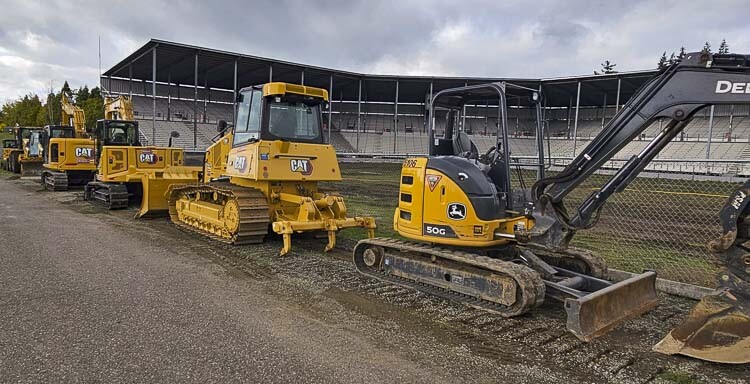 Just some of the equipment that will be set up this weekend for Dozer Day festivities, where children get to learn what it’s like to operate heavy construction equipment. Photo by Paul Valencia