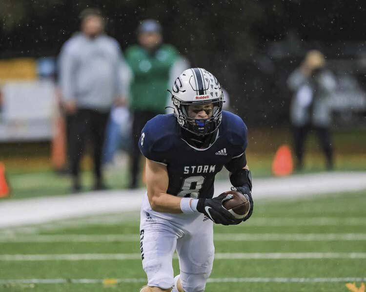 Gavin Packer caught three touchdown passes in the first half Saturday, helping Skyview to a 42-7 win over Skyline in the first round of the Class 4A state football playoffs. Photo courtesy Chris Barker