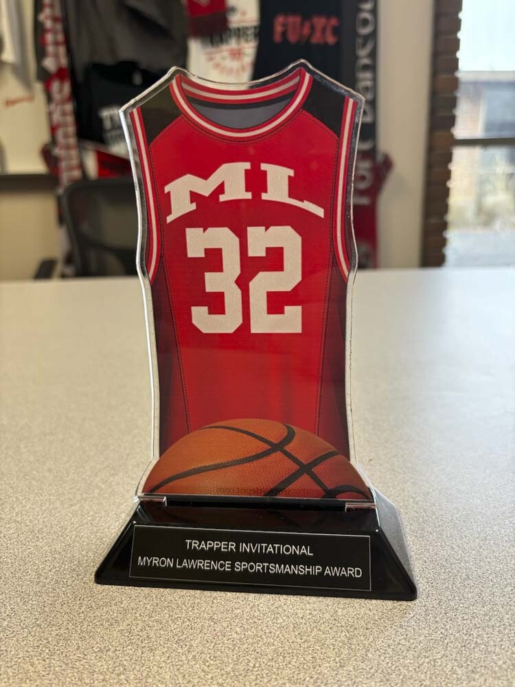 This Myron Lawrence Sportsmanship Trophy will be awarded to the player who best displays great sportsmanship at the Myron Lawrence Memorial Tournament, hosted by Fort Vancouver High School this week. Photo courtesy Ben Jatos