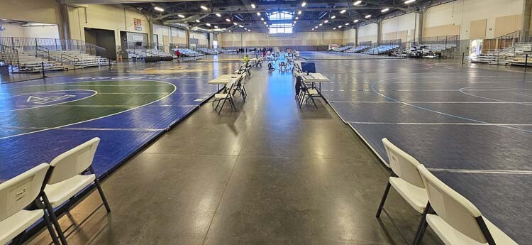 So much space this year for the Pac Coast Wrestling Championships, which will feature 140 boys and girls high school wrestling teams competing on 12 mats at the Clark County Event Center at the Fairgrounds. Photo by Paul Valencia