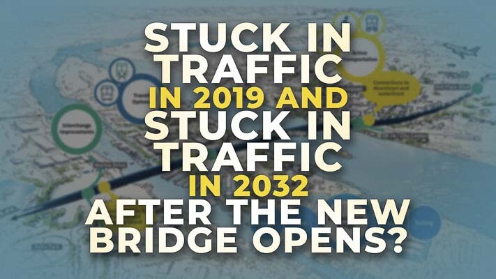 The Interstate Bridge Replacement program plans to spend up to $7.5 billion replacing a congested three-lane bridge with a three-lane bridge. Morning travel times will double by 2045 and the IBR predicts half of rush hour traffic will be moving at zero to 20 miles per hour. Graphic by Clark County Today