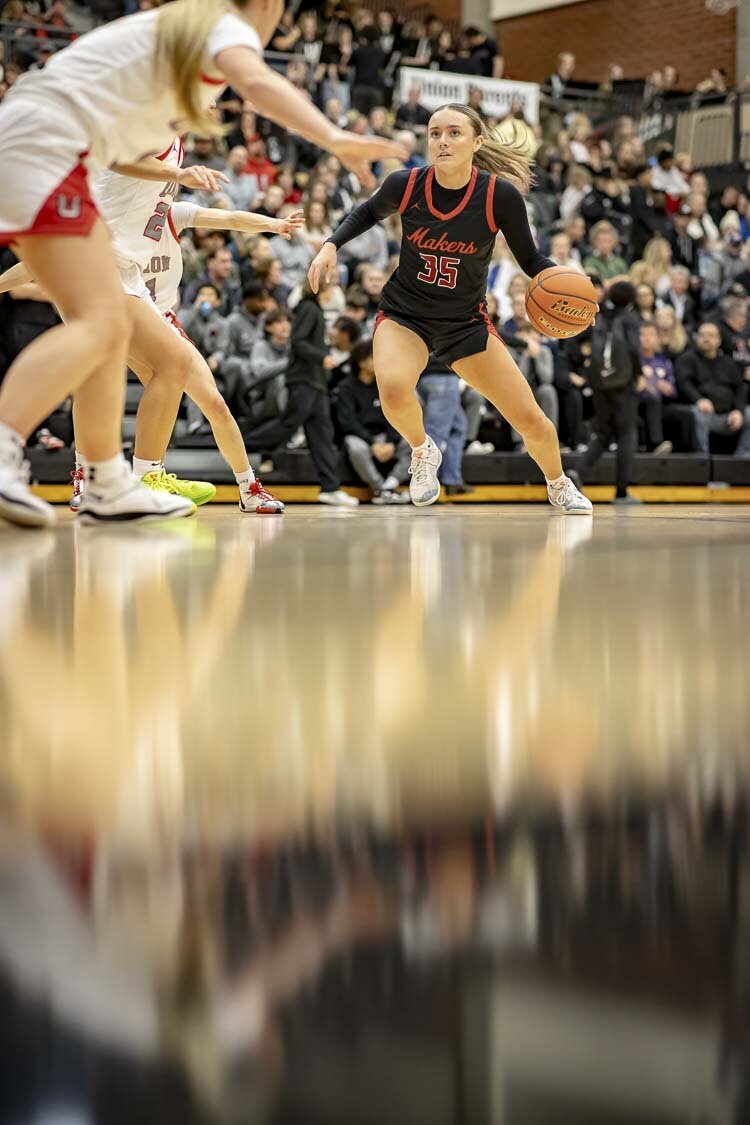 Keirra Thompson of Camas had 13 points Tuesday night, helping Camas to a 65-43 win over Union. Photo courtesy Heather Tianen