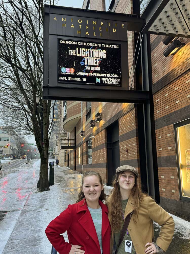 Grace Farrell, left, and Bailey McIlroy are teenagers from Clark County who are performing with the Oregon Children’s Theatre through Feb. 18. They are in the production of The Lightning Thief: The Percy Jackson Musical. Photo courtesy Farrell family