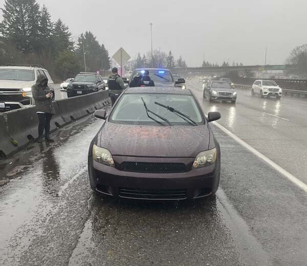 A Stolen Vehicle Operation led to this traffic stop Friday. Photo courtesy Vancouver Police Department