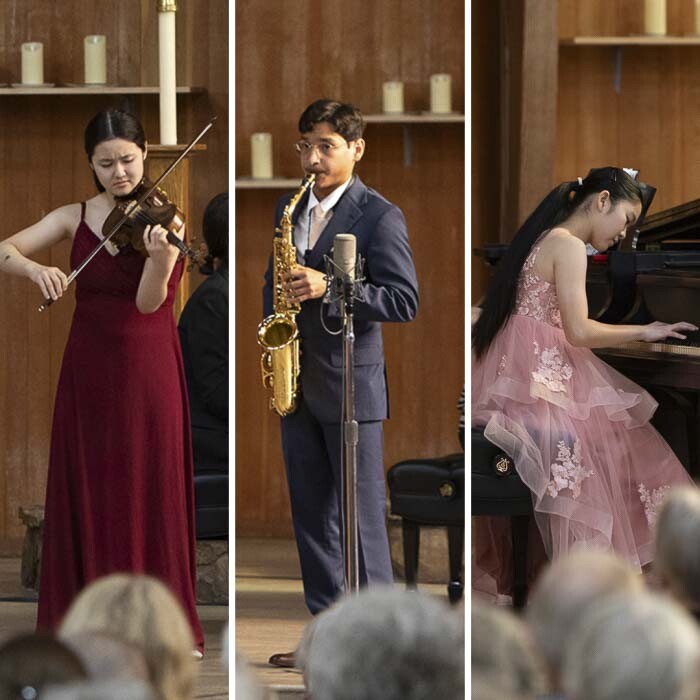 Esme Arias-Kim, violin, Diego Chapela-Perez, saxophone, and Xinran Ski, piano, are the Gold Medal winners of the Vancouver Symphony Orchestra’s 2023 Young Artists Competition. The three will be in Vancouver this weekend to perform with the orchestra. Photo courtesy Vancouver Symphony Orchestra USA