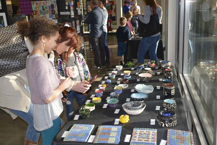 Families visit the Washougal Youth Arts Month Gallery. Photo courtesy Washougal School District