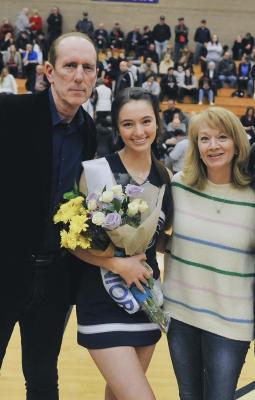 Tom and Debra May are shown here with daughter Payton at Cheerleading Senior Night at Skyview High School. Photo courtesy Storm Nation Foundation