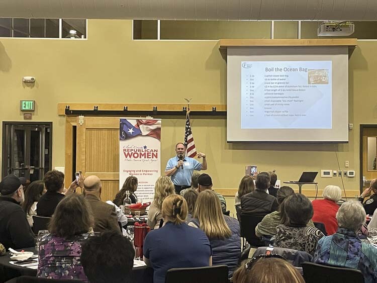 The first speaker, Scott Johnson of the Clark Regional Emergency Services Agency (CRESA), focused on the realities of what could occur specifically in the area of Clark County. Photo courtesy Leah Anaya