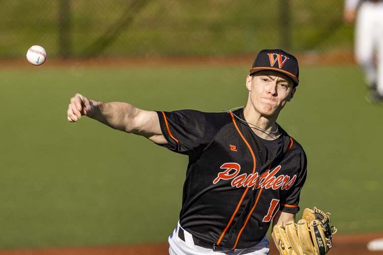 Washougal’s Jacob Bellamy delivers a pitch Thursday against King’s Way Christian. Photo by Mike Scultz