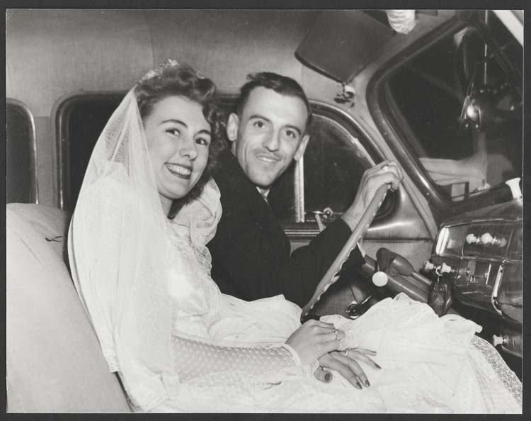 Erma Madore, shown here on her wedding day with her husband Gene in 1946, is celebrating her 100th birthday this weekend. The Vancouver woman has eight children, 23 grandchildren, and more than 30 great-grandchildren. Photo courtesy Madore family
